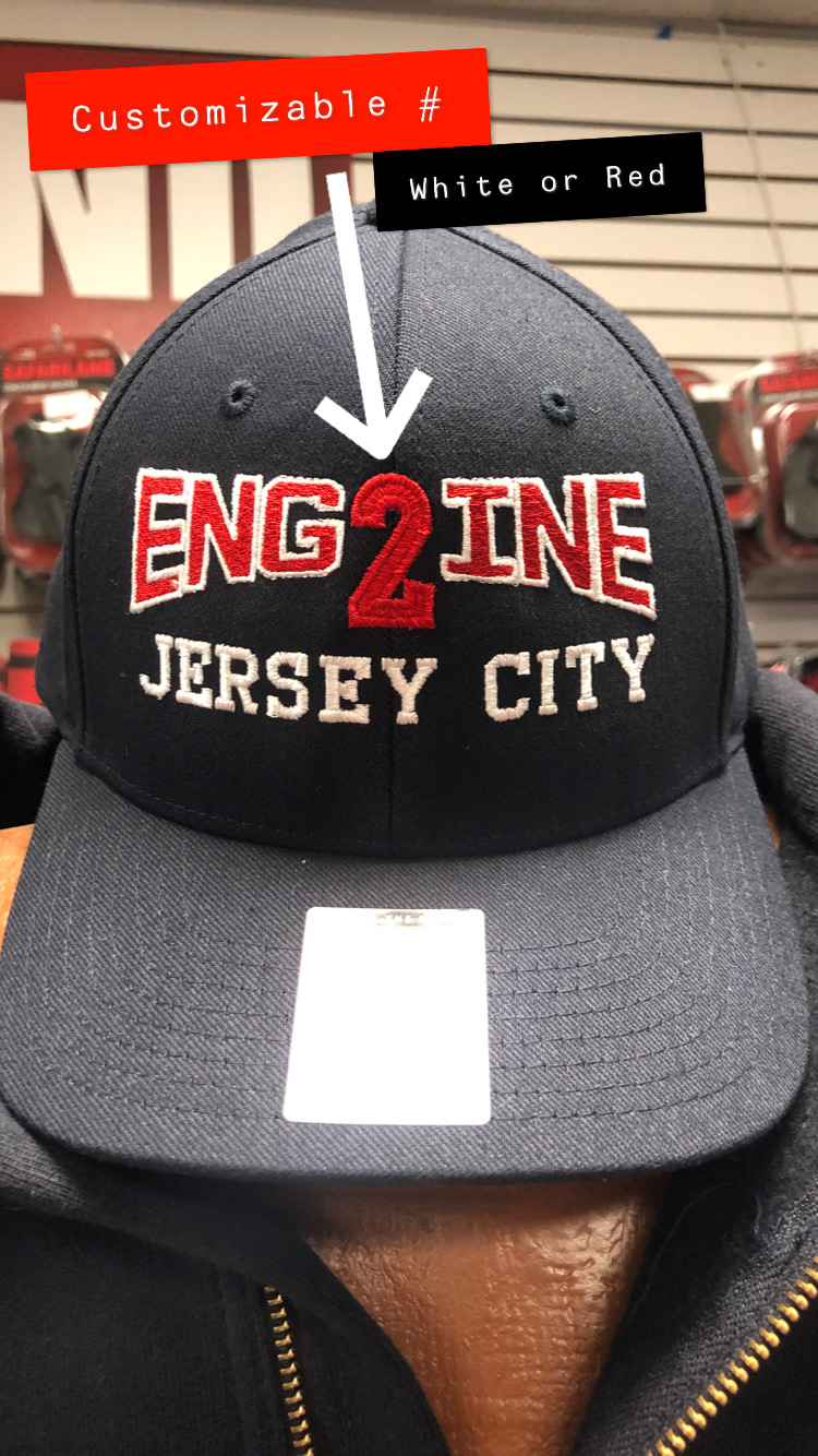 JERSEY CITY FIRE DEPT ENGINE BASEBALL HAT W/ #-Turn Out Uniforms