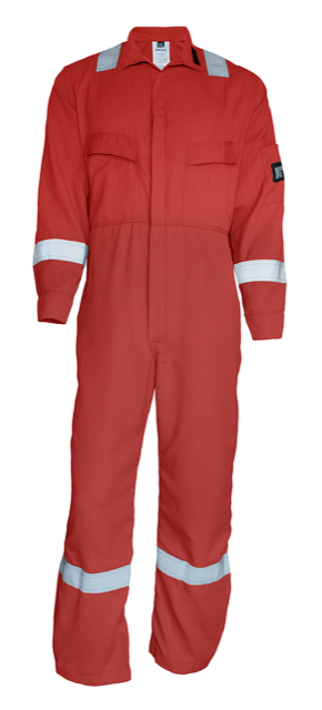 Buy 7 oz Red FR Coverall w/ reflective tape and Helix Robotics front ...