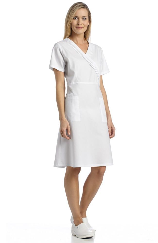 Poplin Scrub Dress-White Cross
