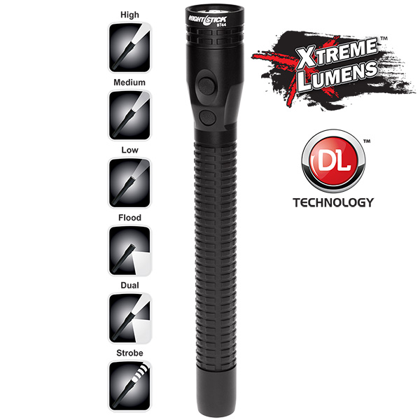 Xtreme Lumens™ Metal Multi-Function Full-Size Dual-Light™ Flashlight - Rechargeable-Nightstick