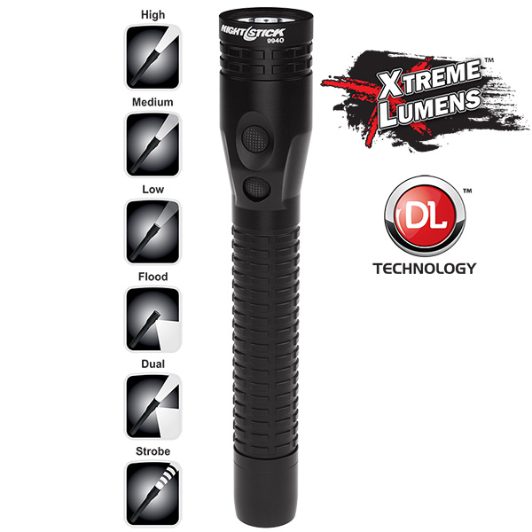Metal Multi-Function Duty/Personal-Size Dual-Light™ Flashlight w/Magnet - Rechargeable-Nightstick