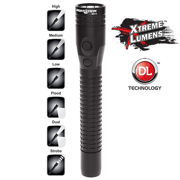 Metal Multi-Function Duty/Personal-Size Dual-Light™ Flashlight - Rechargeable-Nightstick