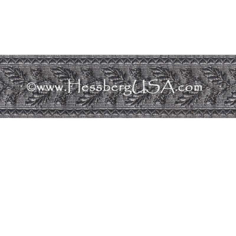 Closeout 1 1/2&#34; Metallic Oak Leaf Braid (Pewter-Black)-Hessberg USA