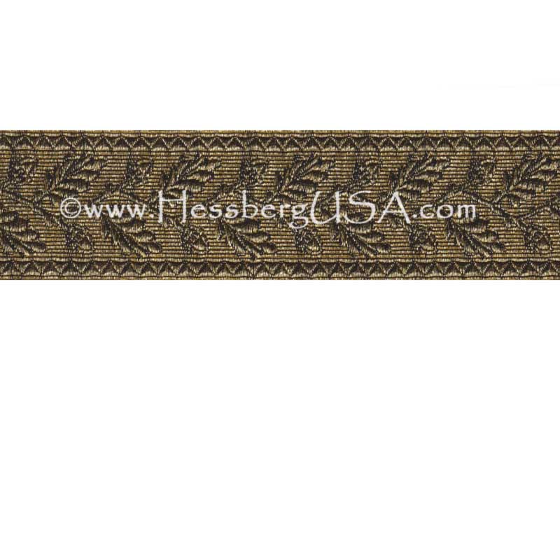 Closeout 1 1/2&#34; Metallic Oak Leaf Braid (Old Gold)-Hessberg USA