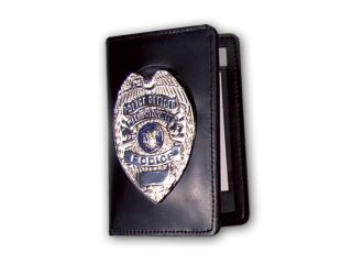 100-ABA_2 5/8&#34; x 4&#34; Duty Leather Book Style Case With Double ID And Outside Mount-Perfect Fit