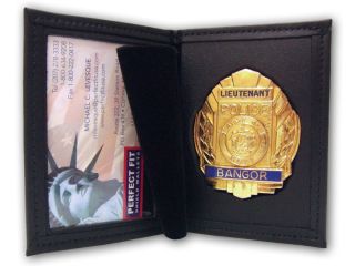 2 1/4&#34; x 3&#34; Dress Leather Badge And ID Case-Perfect Fit