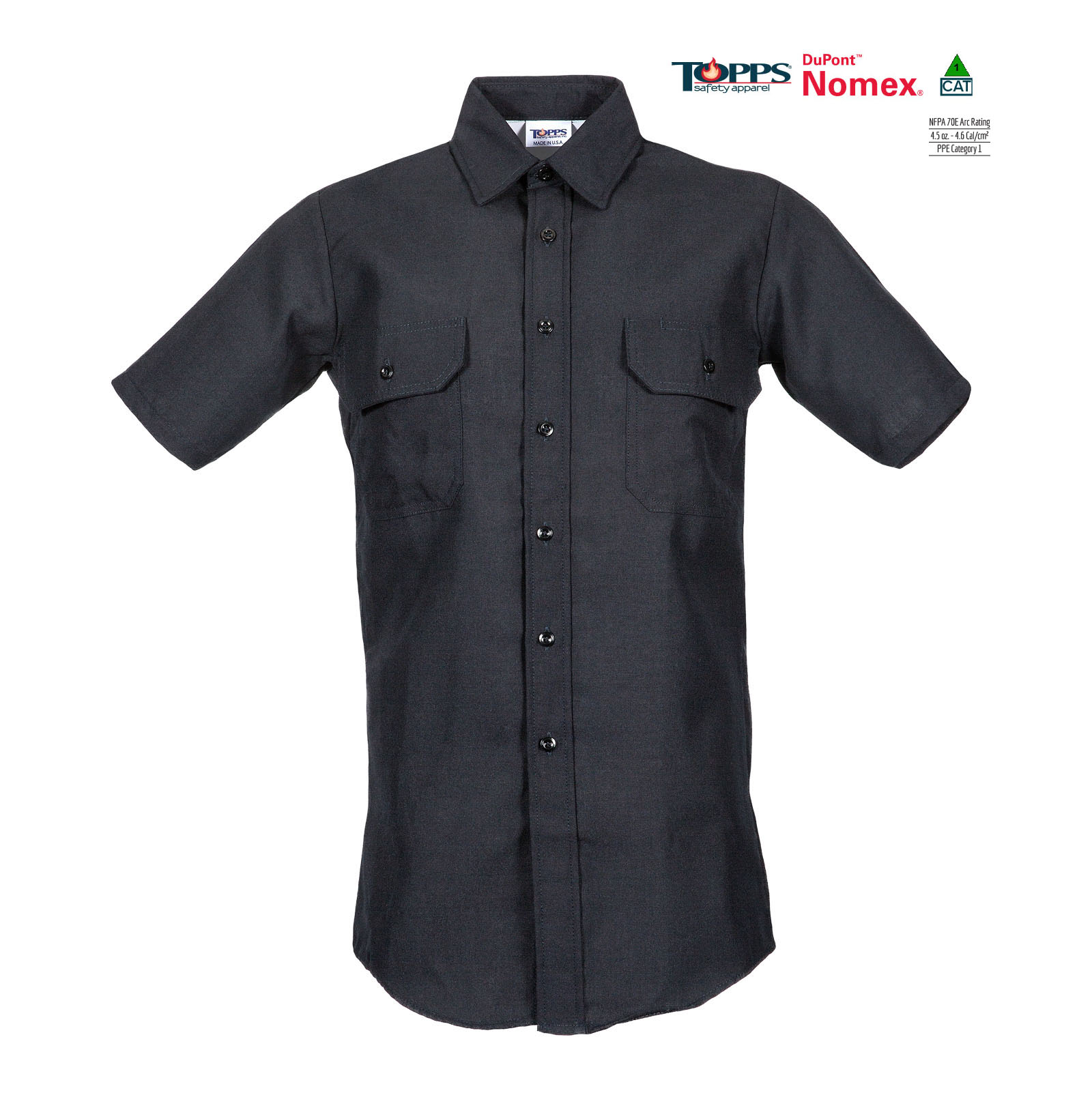 NOMEX® Short Sleeve Flame Resistant Button-Front Uniform Shirt-TOPPS