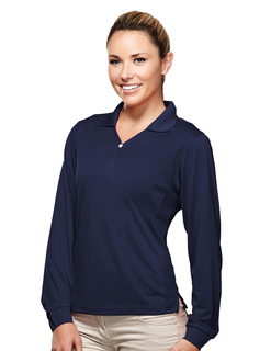 Eclipse-Womens Poly Ultracool Pique Y-Neck Long Sleeve Golf Shirt-TM Performance