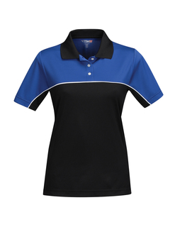 Double-Clutch-Womens 100% Polyester Color Blocking Polo Shirt-TMR