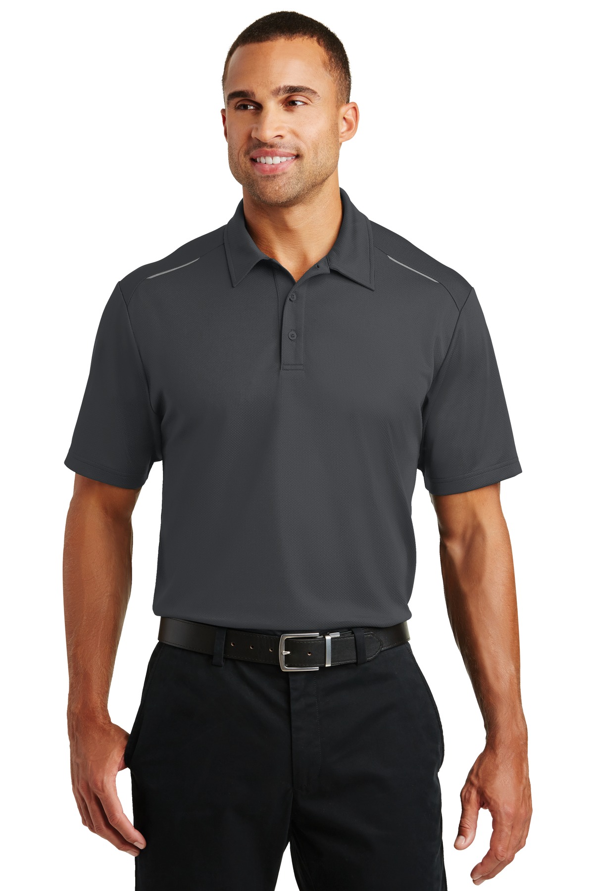 Buy Men's Pinpoint Mesh Polo with Reflective Accent - Port Authority ...
