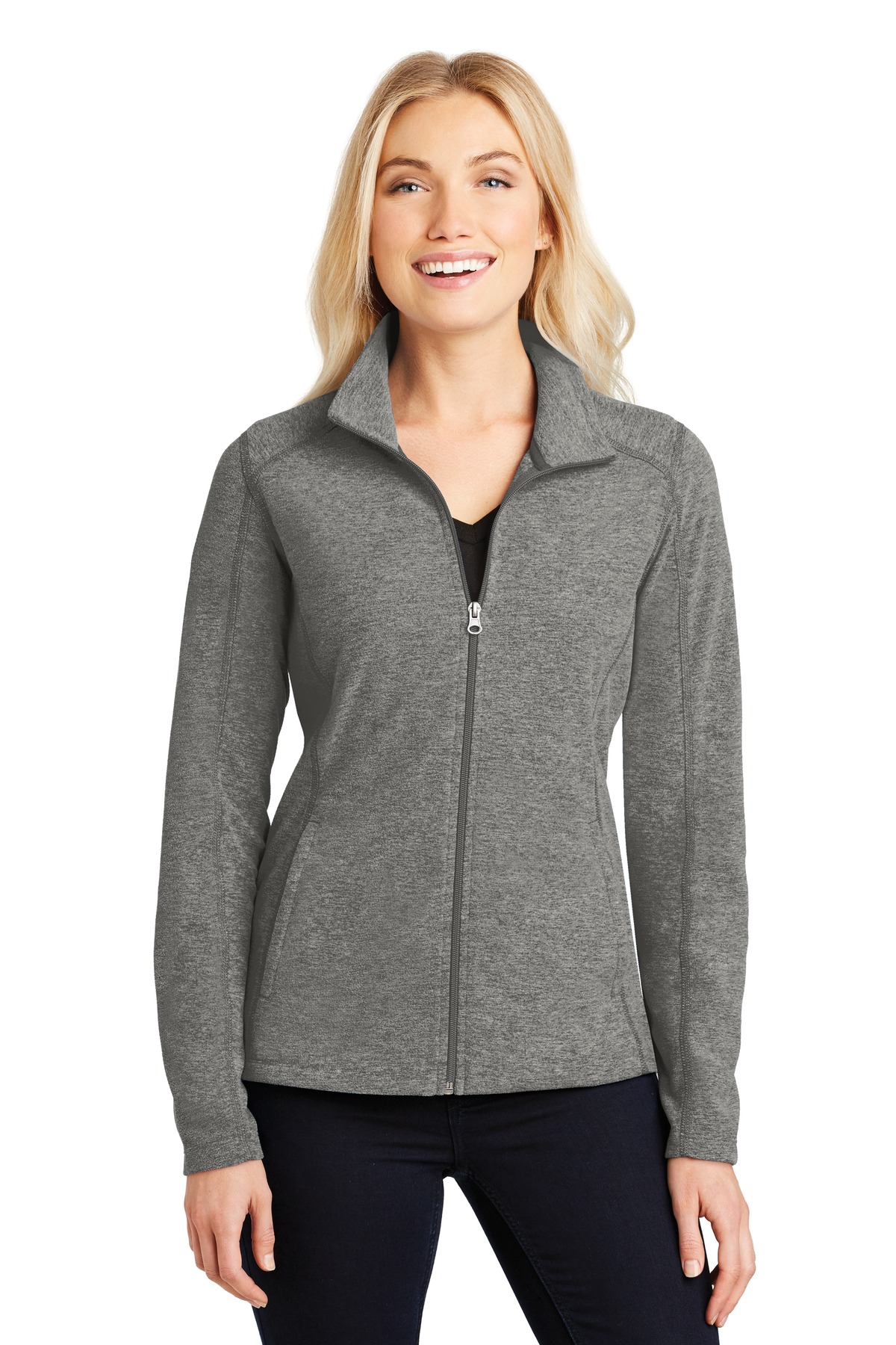 Port Authority® Ladies Heather Microfleece Full-Zip Jacket.-Port Authority