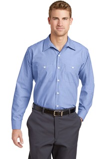 Red Kap® Long Size Long Sleeve Striped Industrial Work Shirt.-