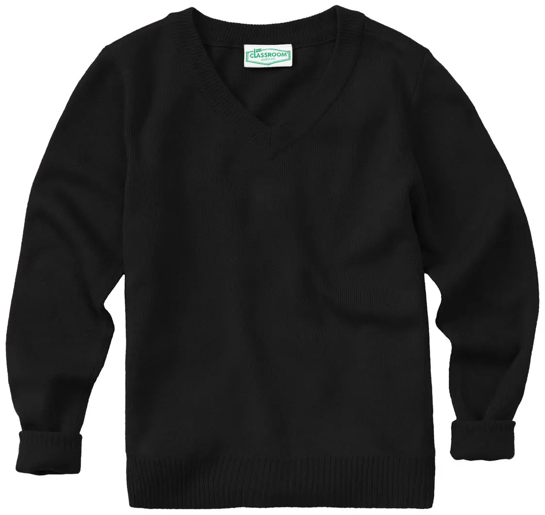 Youth Unisex Long Sleeve V-neck Sweater-Classroom Uniforms