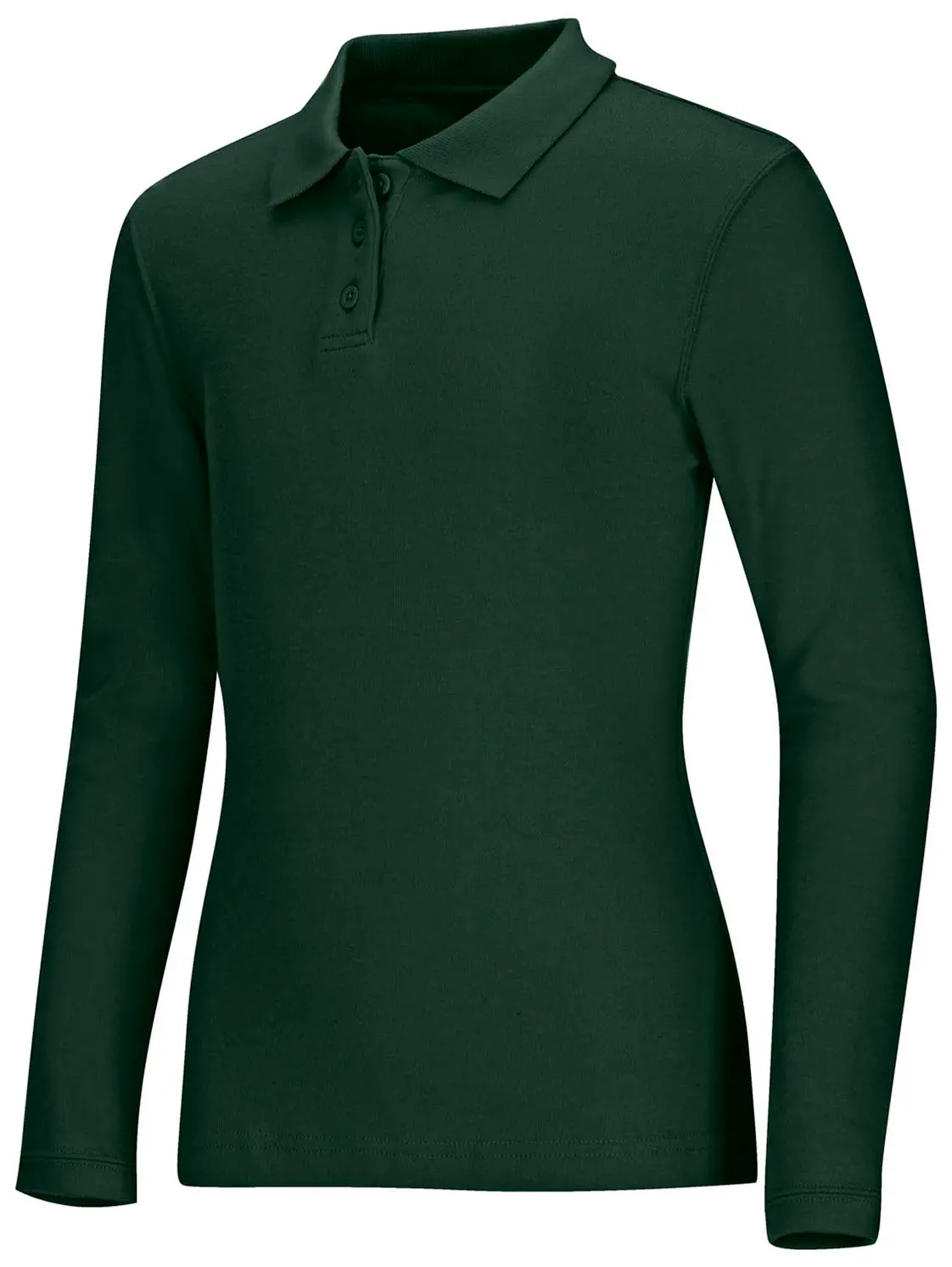 Girls Long Sleeve Fitted Interlock Polo