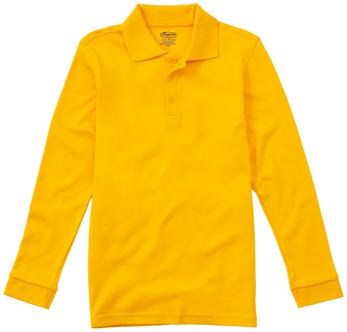 Adult Unisex Long Sleeve Interlock Polo-Classroom Uniforms