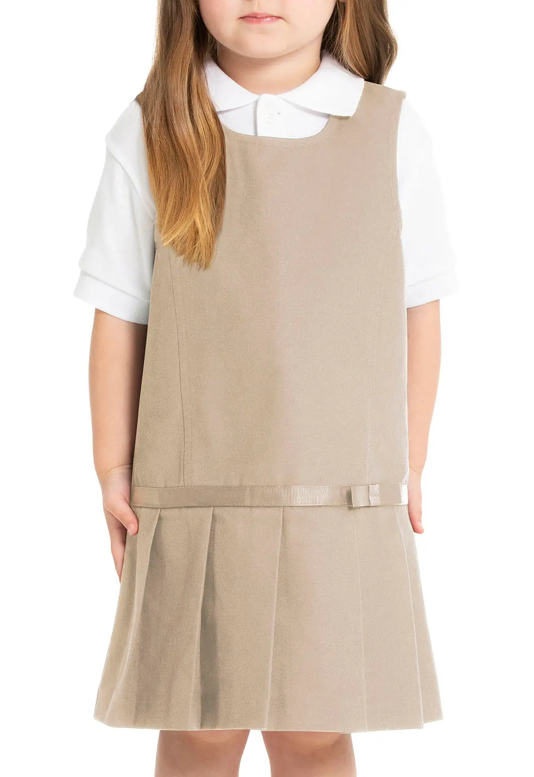 Drop Waist Jumper w/Ribbon Bow-Real School Uniforms