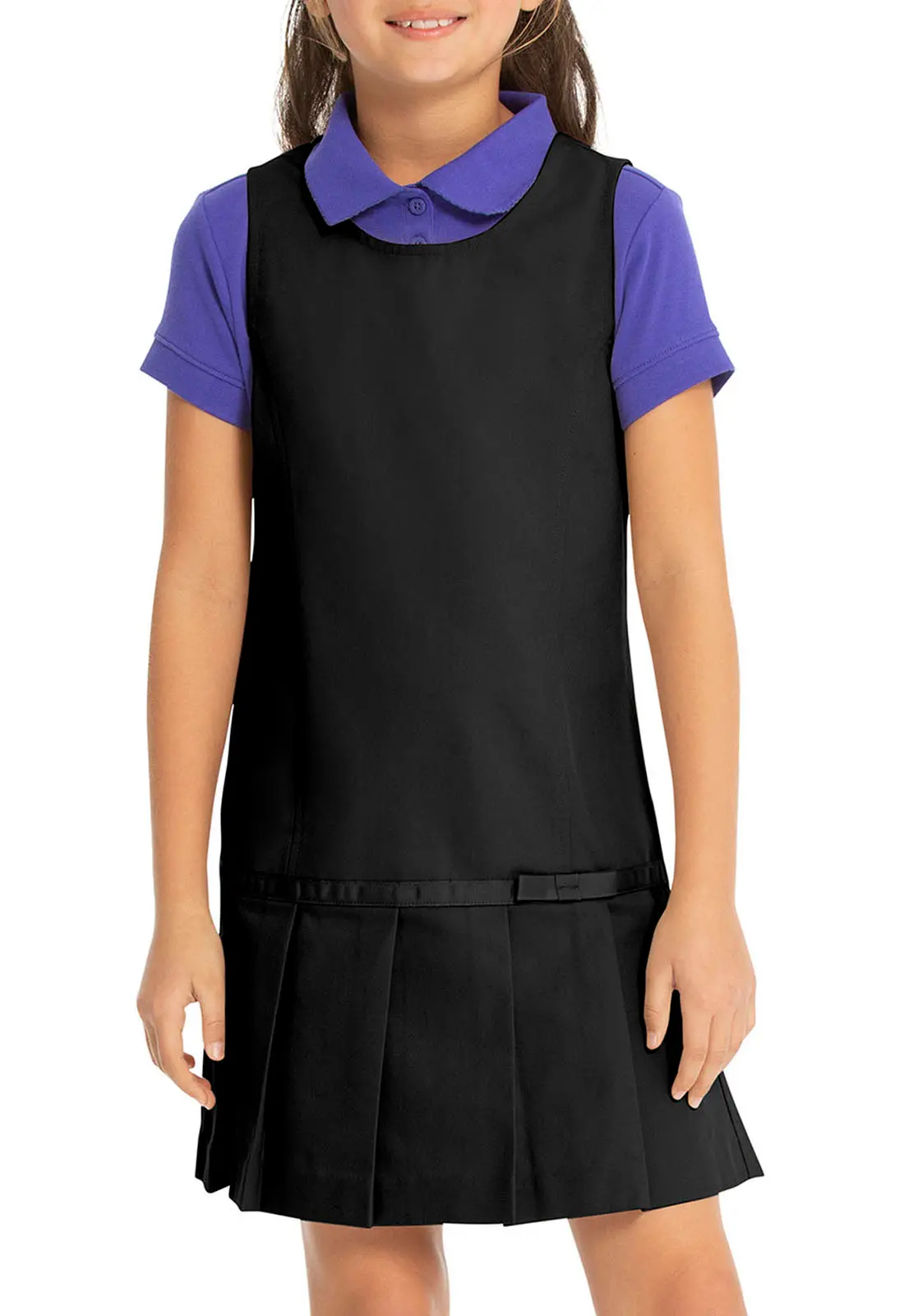 Drop Waist Jumper w/Ribbon Bow-Real School Uniforms