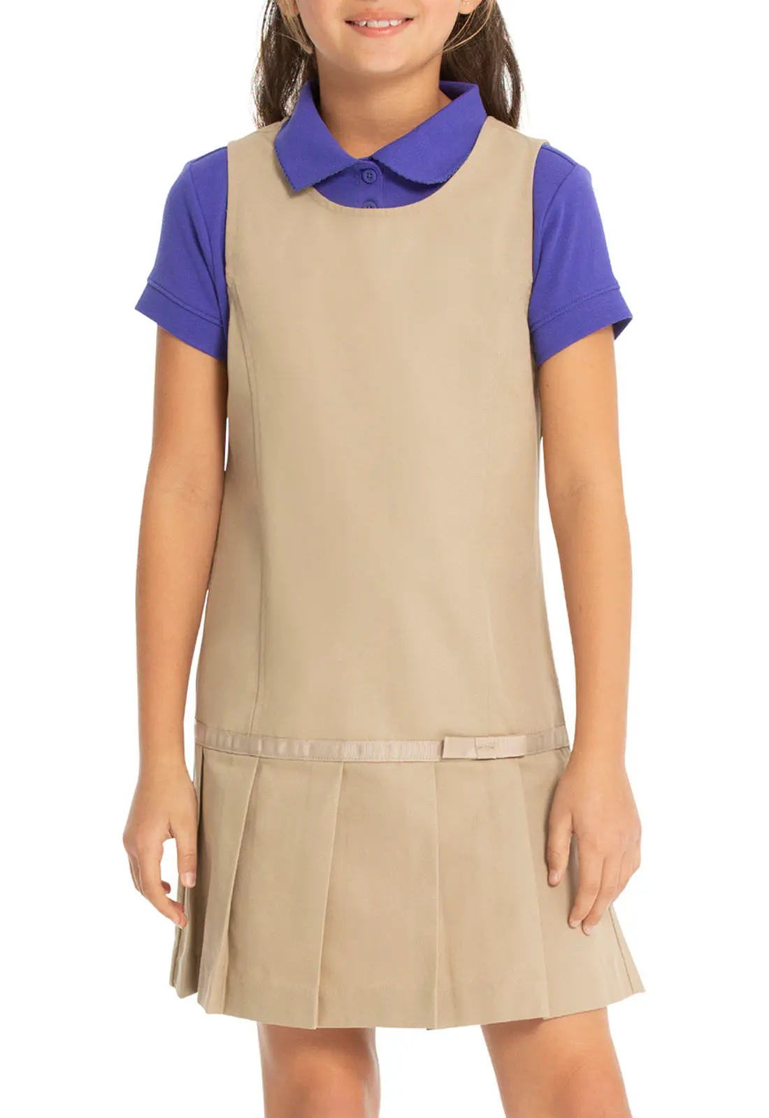 Drop Waist Jumper w/Ribbon Bow-Real School Uniforms