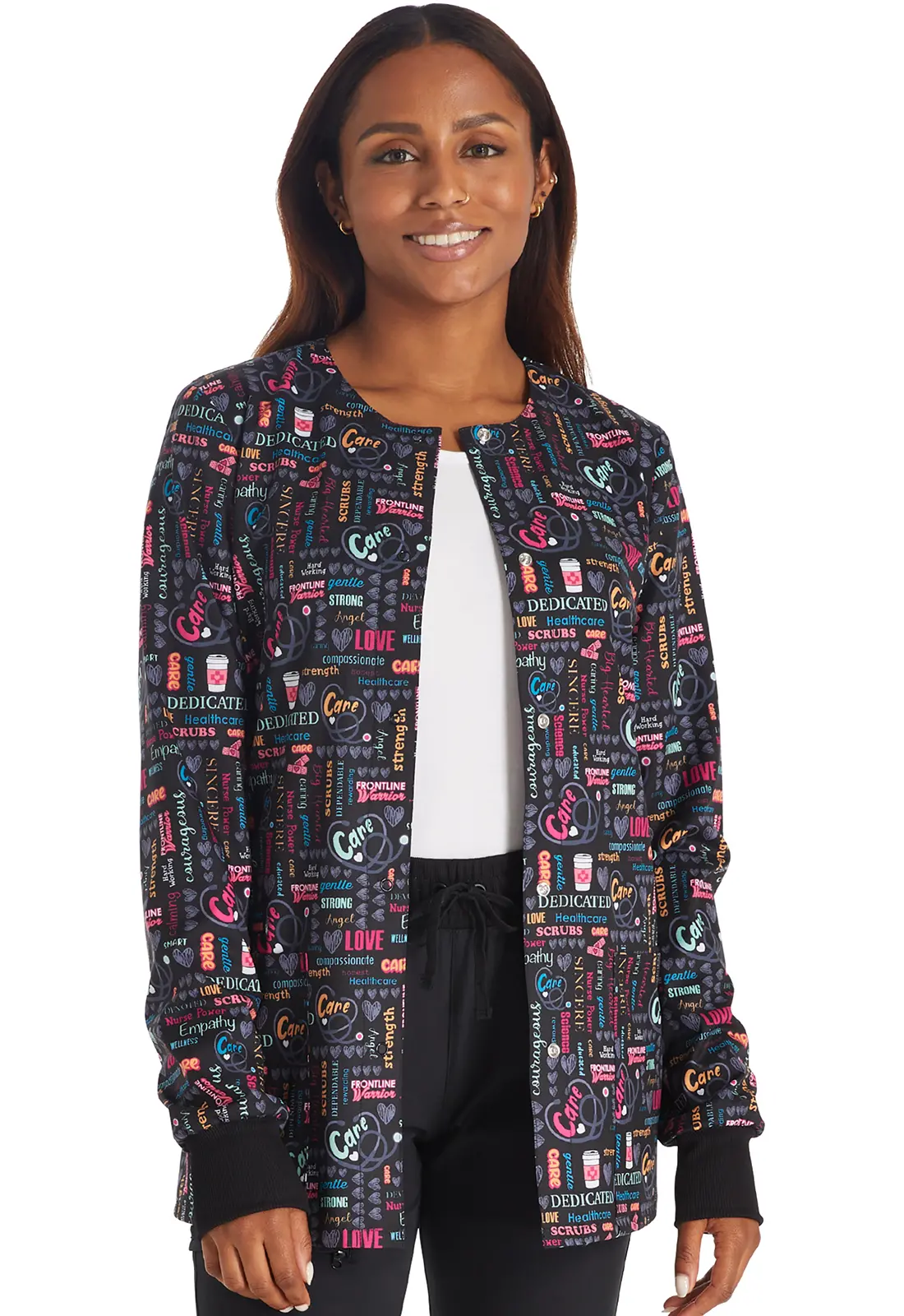 Snap Front Print Warm-up Jacket