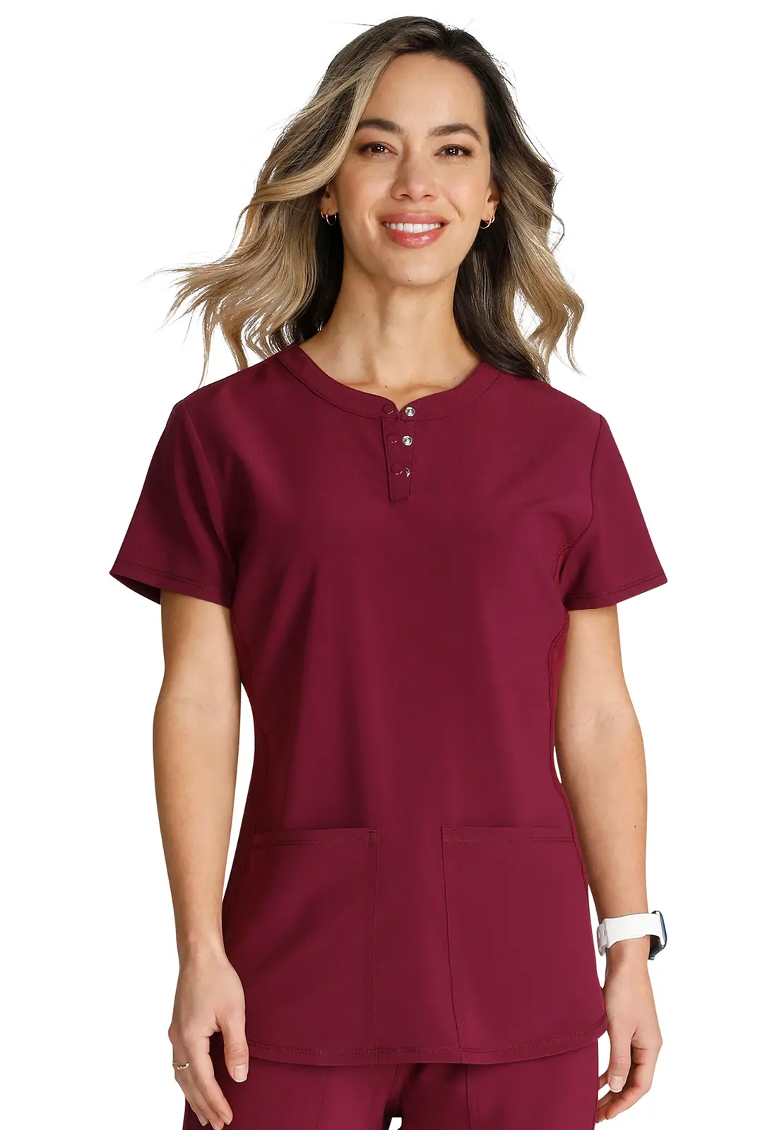 Snap Front Henley Top-Cherokee Uniforms