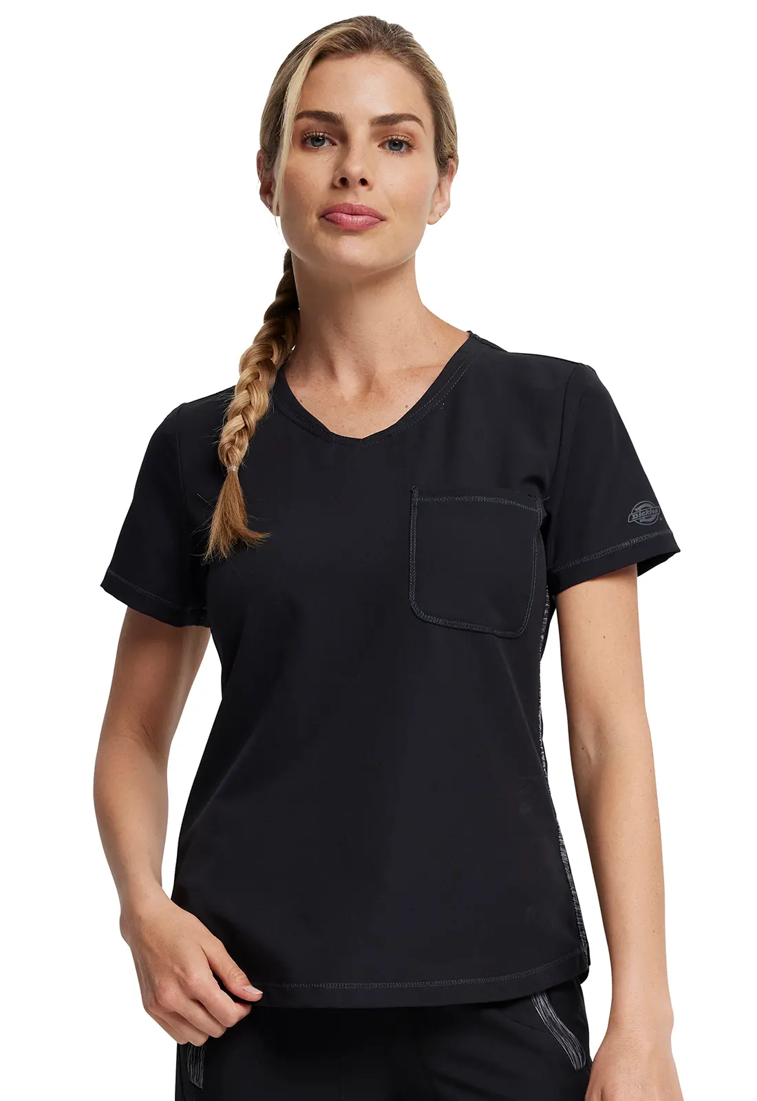 Rounded V-Neck Top-Dickies Medical