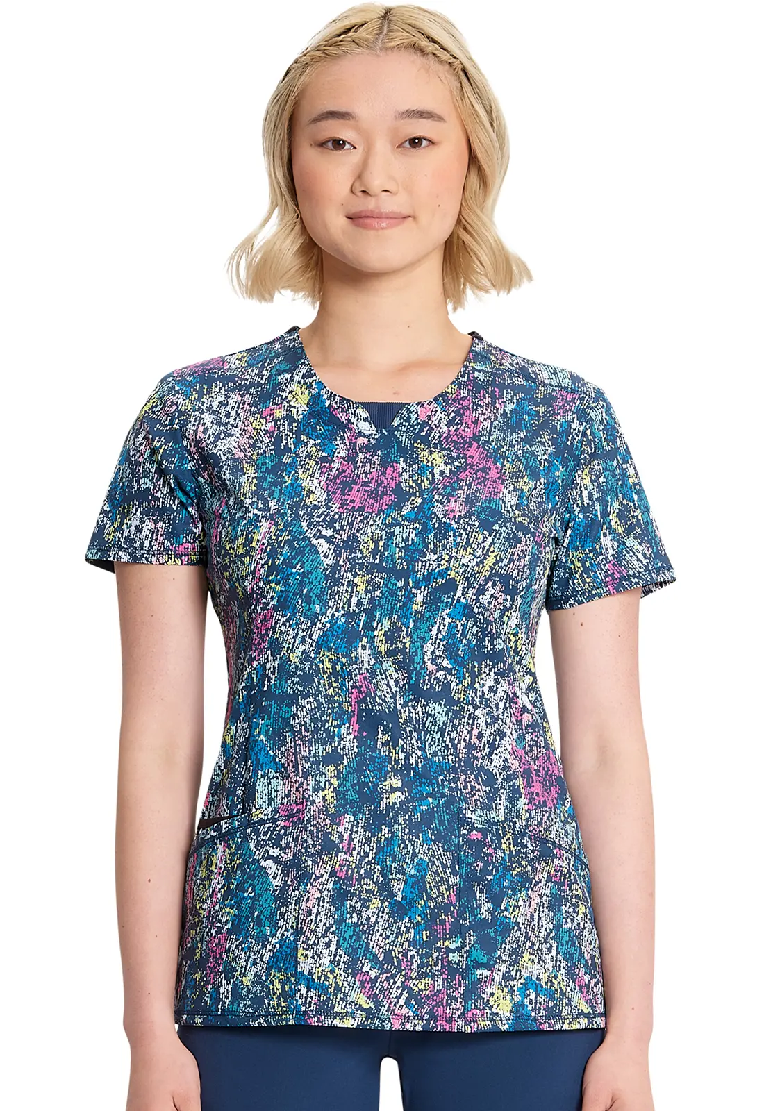 Round Print Neck Top-Infinity