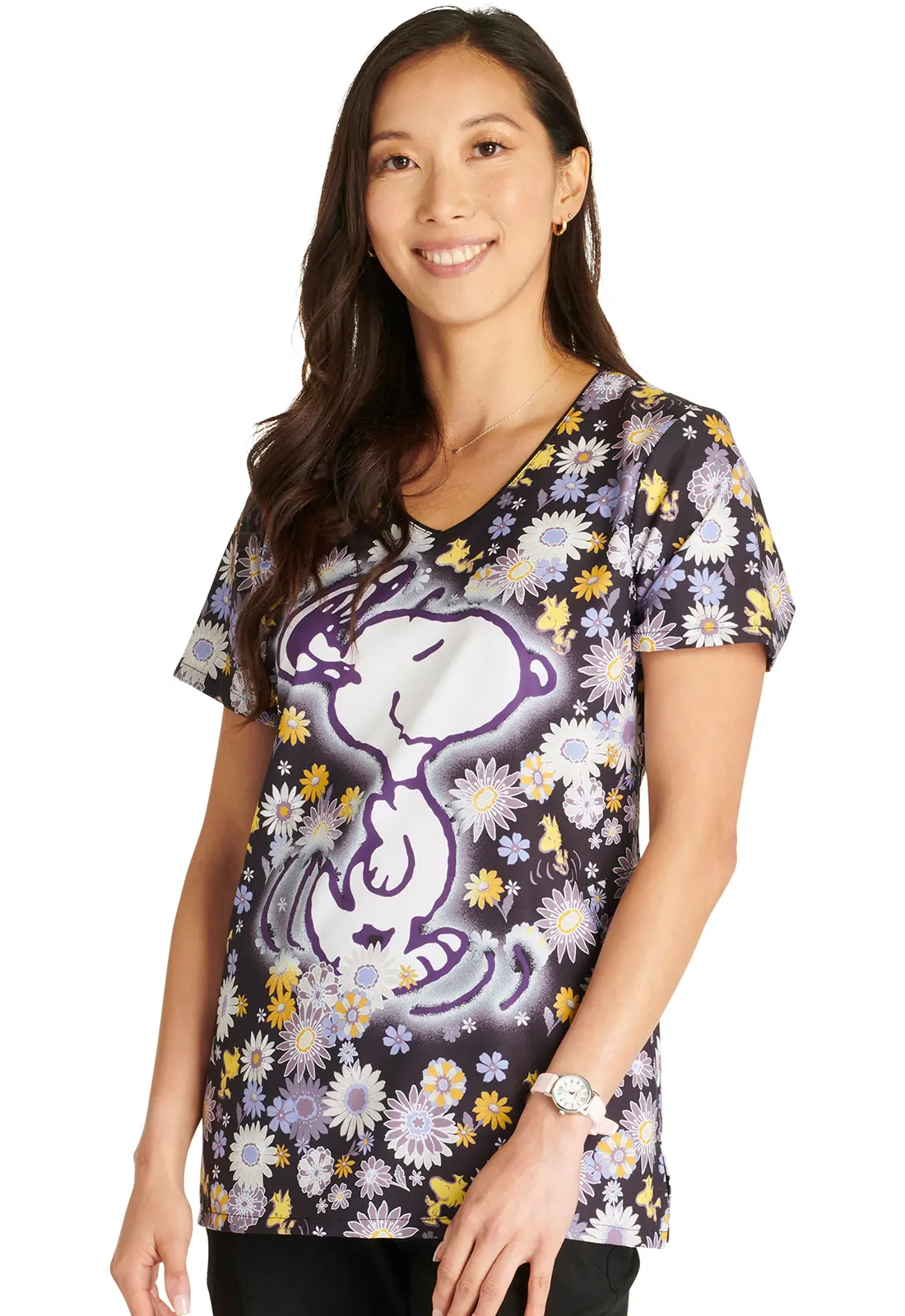 V-Neck Print Top-Tooniforms