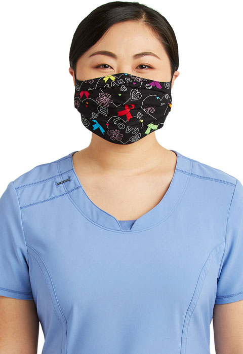 Cherokee Reversible Pleated Face Mask with Print Detail-Cherokee Medical