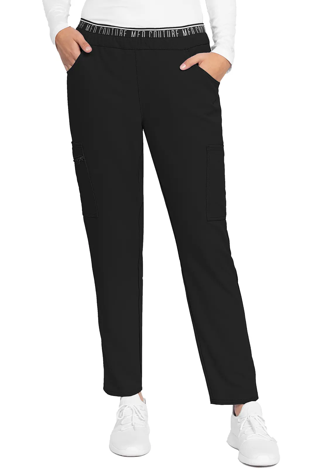 Mid Rise Pull-on Tapered Leg Ankle Pant-Med Couture