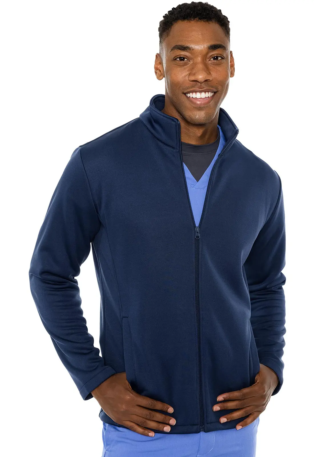  Infinity Men's Zip Front Jacket Modern Fit Rib-knit Panels with  3 Pockets and Knit Sleeve Panel CK332A, XS, Caribbean Blue: Clothing, Shoes  & Jewelry