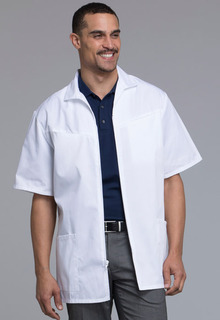 Med-Man Men&#8216;s Short Sleeve Zip Up Warm-Up Scrub Jacket-1373-Med-Man