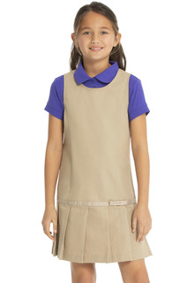 64232 Real School Uniforms Real School Girls-Jrs Jumpers Drop Waist Jumper w/Ribbon Bow-Real School Uniforms