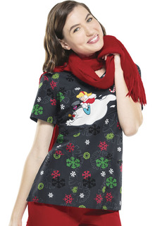 Frosty The Snowman Cherokee Scrubs Tooniforms Christmas V Neck Top TF614 FRCIC 