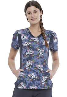 Cherokee Medical iflex Medical Nature Hike Over The Rainbow Sweet and Fresh CK641 V-Neck Knit Panel Top-Cherokee Medical