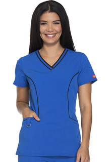 Contrast Piping V-Neck Top-Dickies Medical