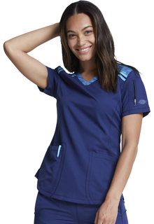  Dynamix Ladies Space-Dyed 2 Pocket V-Neck Scrub Top by Dickies - Select Colors WSL-