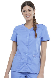 WW622 Snap Front V-Neck Top-Cherokee Workwear