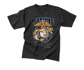 80280_Black Ink Marines First To Fight T-Shirt-