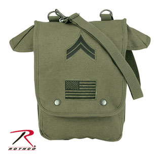 8796_Rothco Canvas Map Case Shoulder Bag w/ Military Patches-Rothco