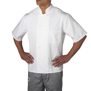 Unisex Classic Short Sleeve Essential Plastic Button Chef Coat-Chefwear