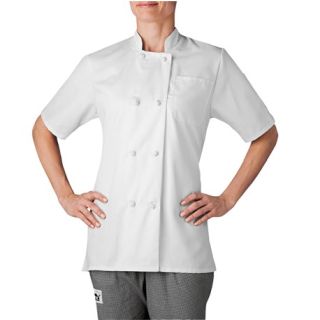 Womens Slim Short Sleeve Essential Cloth Knot Chef Coat-Chefwear