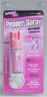 Pink Pepper Spray Keychain (0.54 oz/aprox. 25 shots) by SABRE Red - Help Support the National Breast Cancer Foundation-