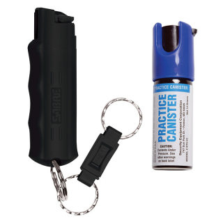 Combo Keychain Self Defense Spray with Extra Practice Canister and Quick Release (0.54 oz /aprox. 25 Shots)-Sabre