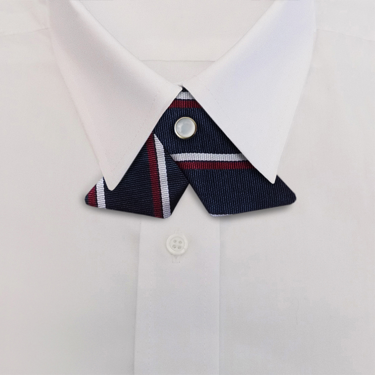 Navy/White/Burgundy Stripe #395<br>Crossover Tie with Pearl Snap-SB