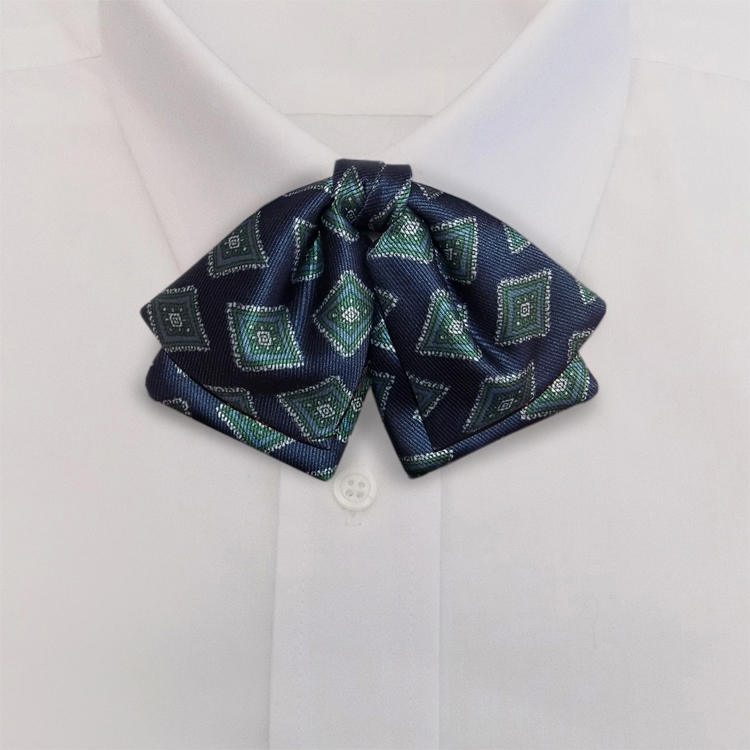 Navy/Green Print #461<br>Manager Bow on Adjustable Band-Samuel Broome