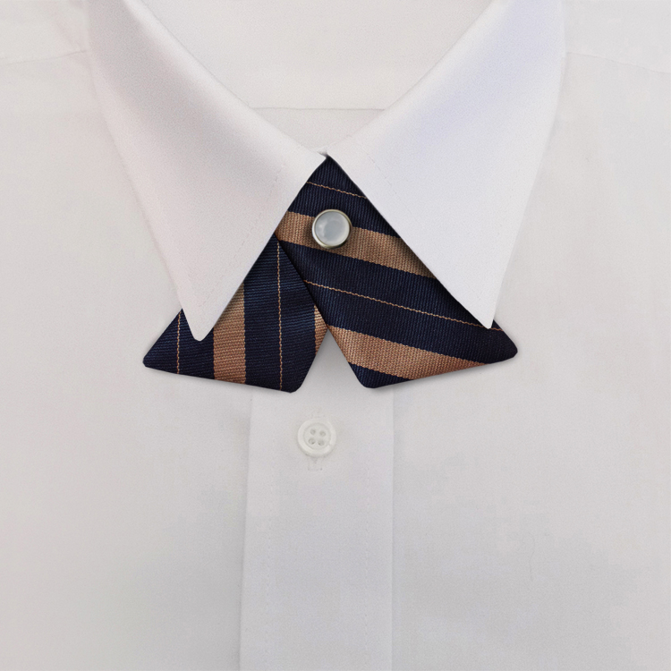 Navy/Tan Stripe #733<br>Crossover Tie with Pearl Strap-SB