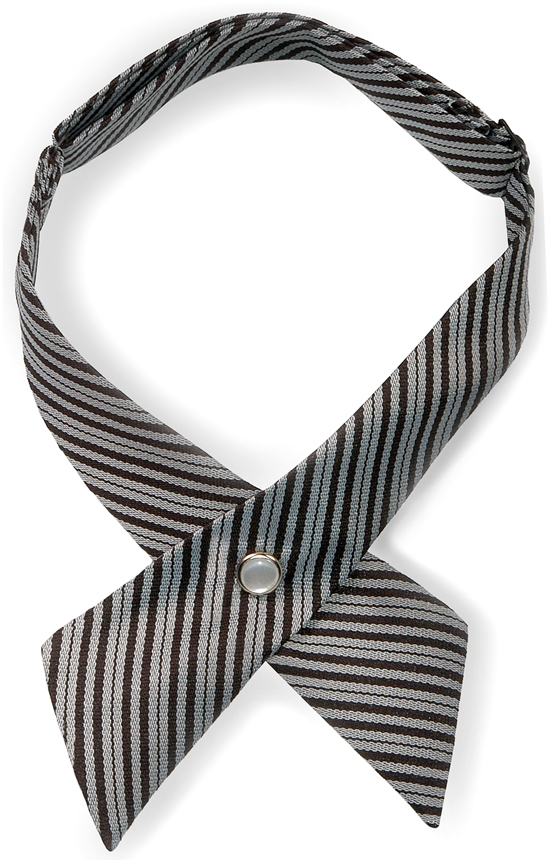 Repp Stripe #399 Black/Grey Formal Stripe<br>Crossover Tie with Pearl Snap-SB