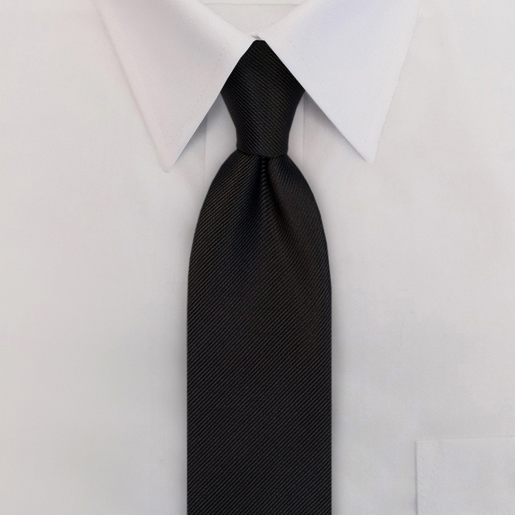 Black Solid Twill Clip-On Necktie-SB