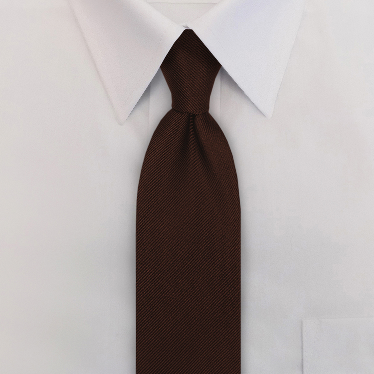 Brown Solid Twill Four-In-Hand Necktie-SB