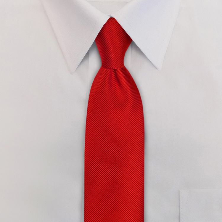 Red Solid Twill Four-In-Hand Necktie-SB